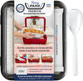 Fancy Panz Charcoal Premium Aluminum Foil Pan Carrier with Secure Latch Lid & Hot/Cold Gel Pack - Made in USA Reusable Casserole Carrier for Half Size Pans - Food Transport Holder for Entertaining