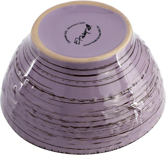 Elama Malibu Mica 16-Piece Stoneware Embossed Pattern Reactive Glaze Purple Dinnerware Set, Tableware, Serveware Set (Mica Purple)