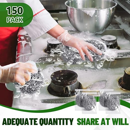 Honeydak 5 Pack Stainless Steel Scourers Steel Wool Scrubbers Bulk Separately Packaged 2.5 Inch, 15 Gram Metal Scourers Sponges Wire Scouring Pad for Stove Pot Pan Oven Kitchen Restaurant(Classic)