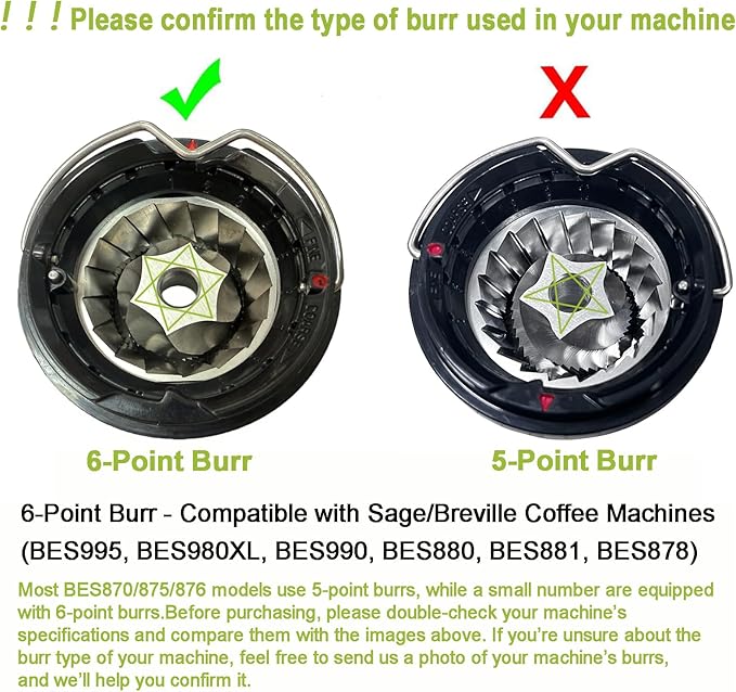 Conical Grinder Burr Set Replacement - Compatible with Breville BES995/BES980XL/BES990/BES880/BES881/BES878 Espresso Machines (From 1926 PDC)