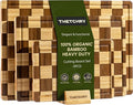 THETCHRY Bamboo Cutting Board Set, Checkered Wood Cutting Boards for Kitchen with Juice Groove, Non Toxic Wooden Charcuterie Boards, Non Slip Chopping Board for Meat Fruit Cheese, Housewarming Gift