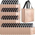 Eccliy Reusable Gift Bags Set Glossy Grocery Gift Tote Bag with Handle for Wedding, Bridal Shower, 4th of July, Summer Event(10 x 8 x 4.7 Inch,Champagne,80 Pcs)