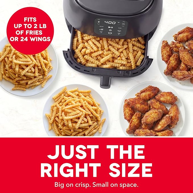 Dash 6QT Infrared Digital Air Fryer - Safe Ceramic Nonstick, Basket Style, Viewing Window, Custom Presets & Auto Shake Reminder - Dishwasher Safe Parts, 6 Quart Family-Size Air Fryer