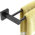 RUACQ Double Towel Bar, 24 Inch Towel Racks for Bathroom Wall Mounted, 304 Stainless Steel Bath Towel Rod with Square Base(Matte Black)