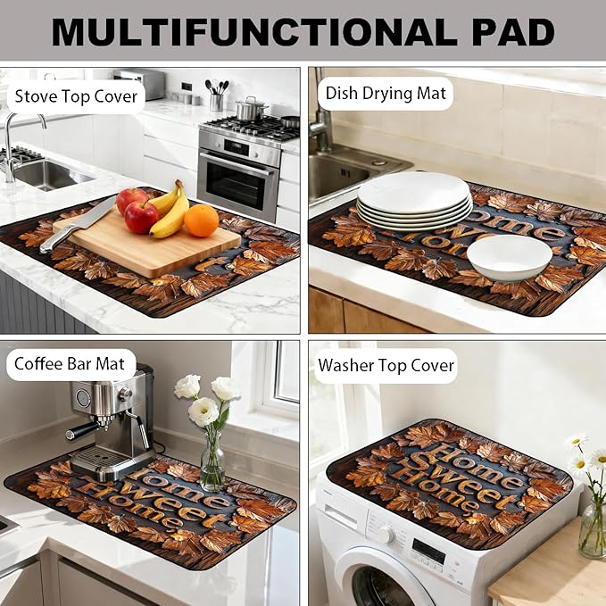 Stove Top Cover for Electric Stove, Vintage Farmhouse Style Glass Cooktop Protector, Multi-functional Kitchen Counter & Washer Top Cover