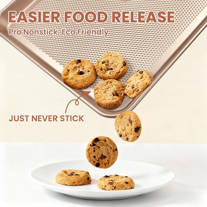 2-Pack Heavy Duty Baking Sheets with 250 Pre-Cut Parchment Papers | 17.5"x11.8" Nonstick Carbon Steel Cookie Sheets for Oven | Warp-Resistant Half Sheet Pans for Meal Prep & Roasting