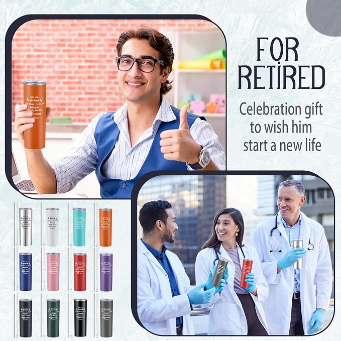 Lallisa 12 Sets Thank You Gifts for Men Women Insulated Stainless Steel Travel Tumbler Mug 20oz Inspirational Appreciation Christmas Gifts for Boss Teacher Employee Coworker Friends(Mixed Colors)