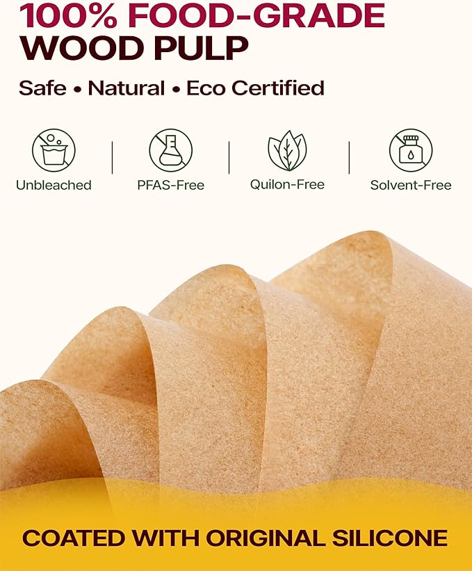 Katbite Parchment Paper Sheets Heavy Duty, 18x26 Inches 100 PCS Precut Baking Parchment, Unbleached, Non-stick, Non-toxic, Extra Strong, Flat Baking Paper for Oven, Cooking, Grilling, Air Fryer