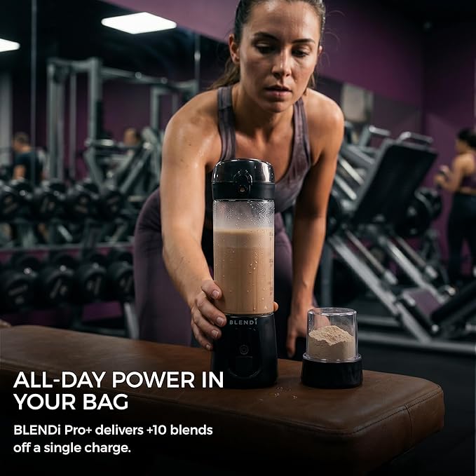 BLENDi Pro+ Portable Blender (New 2025 Model, 17.5oz, Black) – Upgraded Ice Crushing 120W Motor, USB-C Rechargeable, Cordless Personal Blender for Smoothies & Shakes – BPA-Free, Travel-Friendly