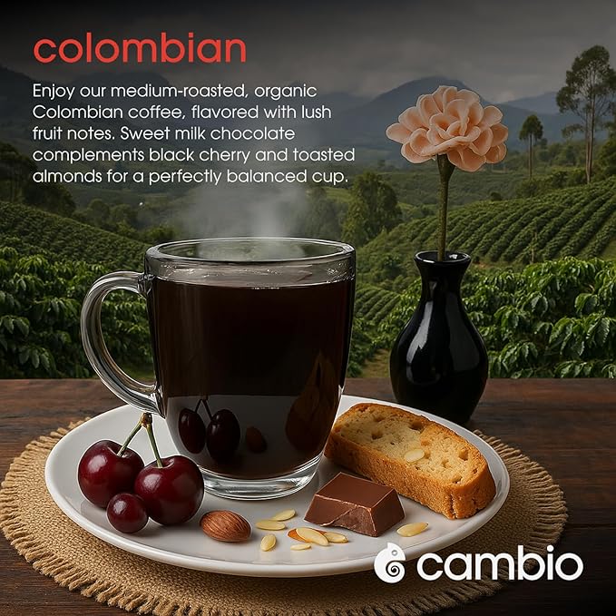 Cambio Roasters Colombian Medium Roast Organic Coffee Pods - The Only Organic Recyclable Aluminum Coffee Pods, Small Batch Roasted, Keurig® Compatible, Bold Flavor & Longer Lasting Freshness, 60 Count