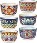 vancasso 8 Oz Ramekins Oven Safe Set of 6, Bohemian Creme Brulee Ramekins, Colorful Souffle Dishes, Pudding Custard Cups for Baking, Small Ceramic Bowls for Snacks, Ice Cream