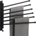 Alise Swivel Towel Rack, SUS304 Stainless Steel 6 Arms Towel Bar, Space Saving Swing Out Towel Bar with Hook, Towel Racks Wall Mounted for Bathroom, Matte Black