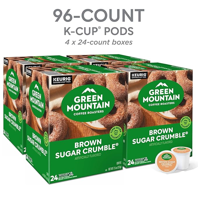 Green Mountain Coffee Roasters Brown Sugar Crumble Keurig Single-Serve K-Cup Pods, Medium Roast Coffee, 96 Count (4 Packs of 24)