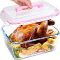 LOVYANXUE 190oz / 24Cup Extra Large Glass Storage Containers with Lids, Glass Bread Box Airtight Bread Container, Ideal Food Storage Containers, Roasting Turkey/Chicken/Cookie, Oven&Dishwasher Safe