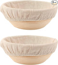 DOYOLLA Round Bread Dough Proofing Rising Rattan Baskets(Set of 2, 9 inch) w/Liners for Home Sourdough Bread Bakers