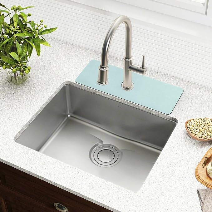 Kitchen Sink Splash Guard 1 PC 30 Inch Sink Faucet Mat Splash Guard for Bathroom Countertop Water Absorbent Foldable Cuttable Soft Washable Blue