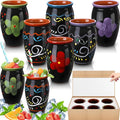 Gejoy 6 Pack 12oz Cantaritos de Barro Mexicanos Mexican Clay Cup Pottery Fiesta De Barro Mexicanos Cocktail Cups Coffee Mugs Cocktail Tea Glasses for Margaritas Mojitos (Dark,Black)