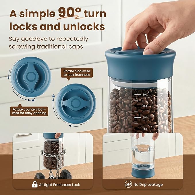 OURCABECUE 2026 Upgrade Wide Mouth Glass Storage Jars 27 oz, 90° Rotating Switch Lid Mason Jars, 2 Pack Food Grade Overnight Oats Jars for Food Storage, Pickling, Meal Prep