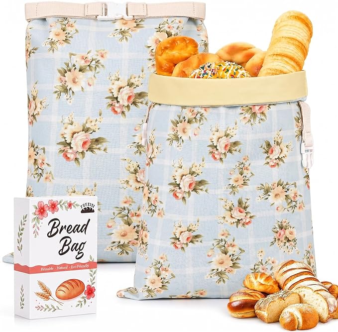 Beeswax Bread Bags for Sourdough, 2 Pack Reusable Bread Bag for Storage XL 17x13 Inch, Large Canvas Lined Bags for Homemade Sourdough - Keep Fresh, Freezer Safe