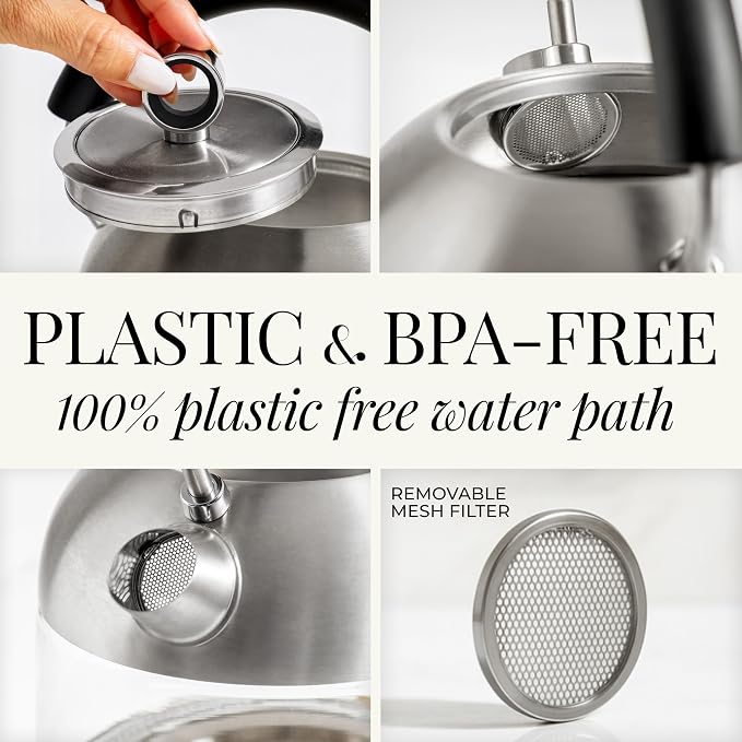 Stainless Steel Electric Kettle with Temperature Control - BPA and Plastic Free Electric Kettle with Keep Warm Function, Borosilicate Glass - Fast 1500W Hot Water Boiler, Auto Shut-Off