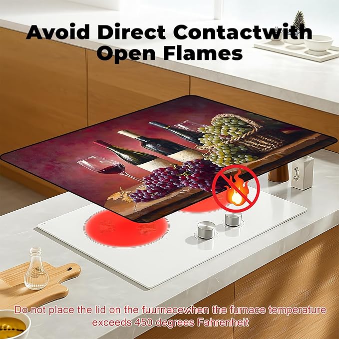 Heat-Resistant Glass Stove Top Cover with Anti-Slip Rubber Coating – 28.5x20.5 Inch Electric Stove Protector, Scratch-Resistant, Expands Counter Space, Stylish Kitchen Decor