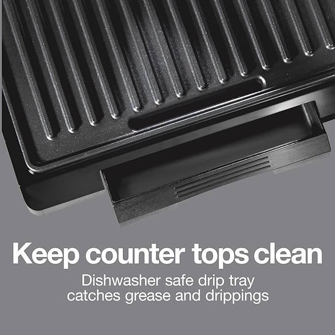 Proctor Silex-Panini Press Sandwich Maker and Electric Indoor Grill, Easy Clean PFAS-Free Nonstick Grids, Compact Upright Storage, Black (25440MN)