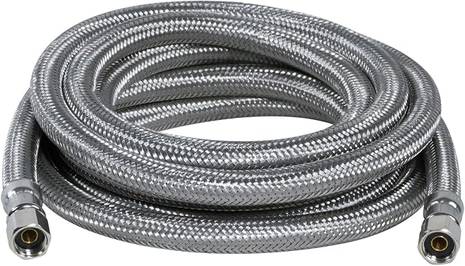 Certified Appliance Accessories Ice Maker Water Line, 25 Feet, PVC Core with Premium Braided Stainless Steel & Ice Maker Water Line, 10 Feet, PVC Core with Premium Braided Stainless Steel