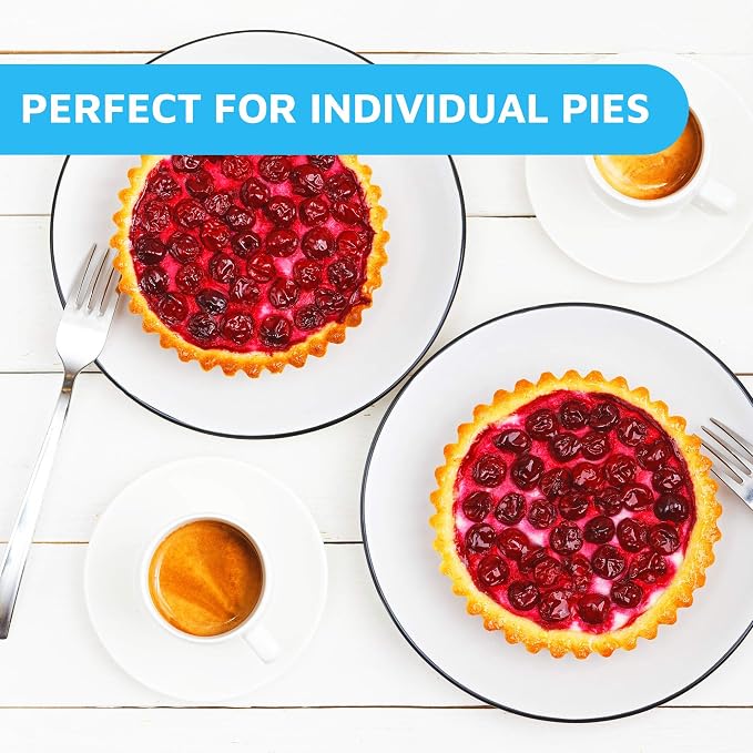 MontoPack Disposable 5" Aluminum Foil Pie/Tart Pan (50 Pack) | 5 Inch Round Cake Pan for Baking Personal Mini Pies, Homemade Cakes & Quiche | Oven Safe Foil Tins Easily Stack & Store, Freeze & Reheat
