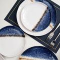 12 Piece Melamine Dinnerware Sets for 4,Unbreakable and Lightweight Plates and Bowls Sets for Camping, Chip and Scratch Resistant,Ideal for RV,Cobalt Blue and White