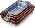 vancasso Ceramic Casserole Dishes for Oven, Reactive Glaze Bakeware Set of 4, Deep Rectangular Baking Dishes with Handles, Lasagna Pan Set, Microwave & Dishwasher Safe, Gradient Red & Blue (9.4"/11.1"/12.2"/14.7")