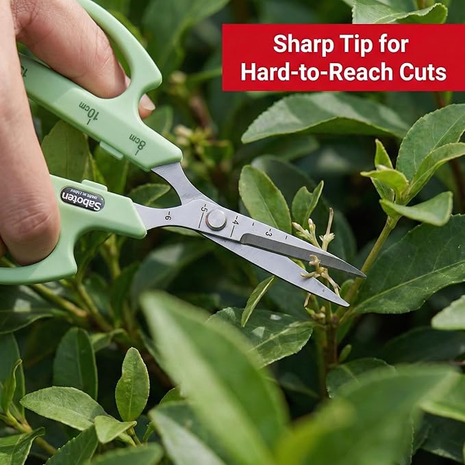 Saboten Stainless Steel Straight Blade Trimming Scissors Green PT-12 160mm Precision Gardening Bonsai and Floral Shears Made in Japan