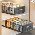 2 Pack Pull Out Cabinet Organizer, Heavy Duty Slide Out Drawer with No Drill Adhesive or Screw Mount, Carbon Steel Roll Out Shelf for Kitchen Cabinet, Pantry & Bathroom Storage