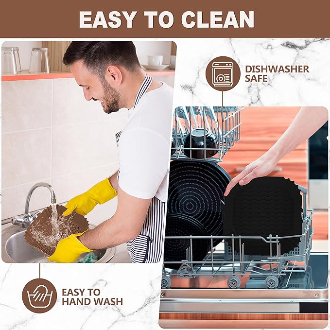 Boribim 2 PCS Square Silicone Air Fryer Liners - 8 Inch Reusable Air Fryer Pot - Air Fryer Accessories - Air Fryer Inserts for 4 to 7 QT Oven Microwave Accessories (Black + Brown)