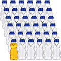 Thenshop 36 Pcs 8 oz Honey Jar Plastic Empty Bear Bottle Dispenser Clear Transparent Honey Containers Bear Cup Squeeze Bottle with Flip Top Lid for Storing Dispensing(Blue Lid)