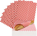 Culiware Deli Paper Sheets, 12x12 inch, 1000pcs - Classic Checkered Wax Sheet, Precut Food Basket Liners, Grease-Resistant Wrapping Paper for Sandwich Bread Burritos (Red and White)