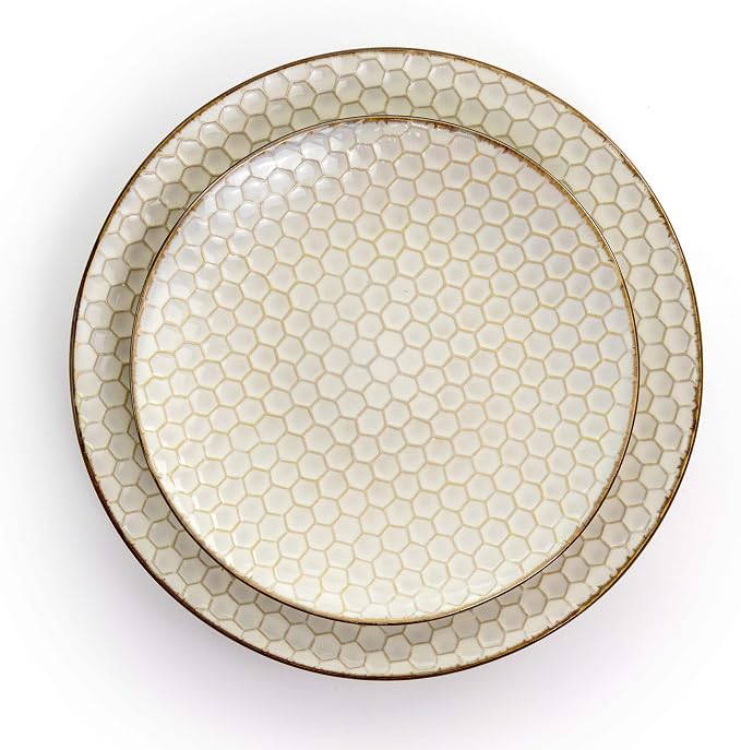 Elama HoneyIvory 16 Piece Stoneware Dinnerware Set in Ivory