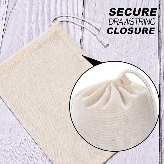 Tatuo 400 Pcs Cotton Muslin Bags with Drawstring Reusable Cloth Sachet Pouch Empty Gift Canvas Bags Bulk for Jewelry Home Party Favors (4 x 6 Inch)