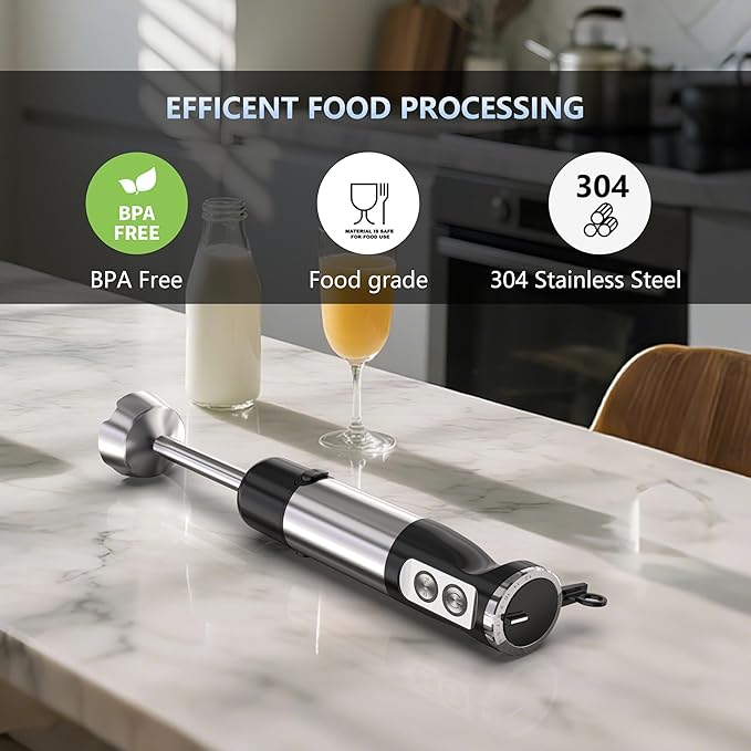 Immersion Blender Handheld, 3 in 1 Hand Mixer Electric for Kitchen, Corded Stick Blender with Whisk and Milk Frother for Baby Food, Smoothie, Puree, Soup, Sauces