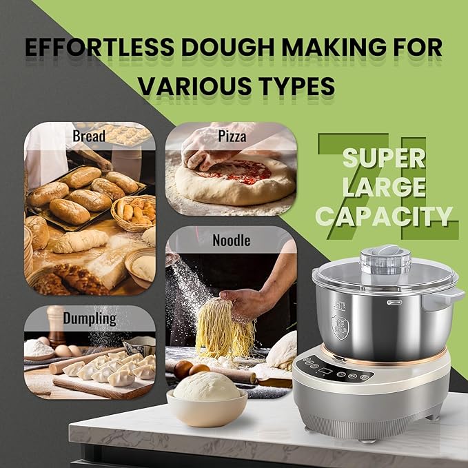 7L/7.37qt Dough Maker with Ferment Function, Electric Dough Maker, Kitchen bread kneading machine pizza dough maker, for Bread Pizza Dumpling Dough (7L)