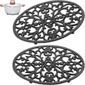 Sumnacon 2Pcs Oval Cast Iron Trivet - Antique Heat Resistant Metal Trivet for Hot Dish Pot Pan Teapot, Vintage Well Made Hot Plate Pad for Kitchen Dining Countertop Table