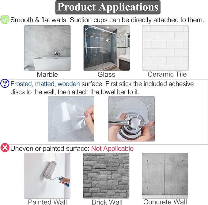 Sneatup Suction Cup Extendable 17-29" Stainless Steel Towel Bar (Matte Black)