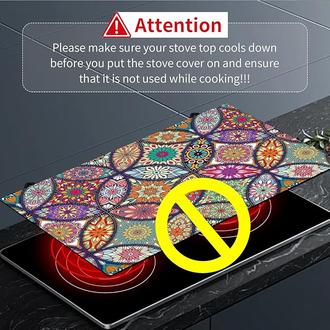 Decorative Electric Stove Top Covers, Heat Resistant Silicone Stove Cover Mat, Stove Top Protectors for Electric Flat Glass Stoves, Adds Extra Counter Space for Small Kitchens and Apartments