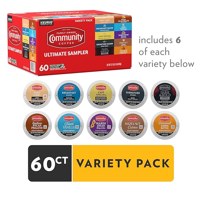 Community Coffee Ultimate Sampler Variety Pack, 60 ct K-Cup® Pods (Pack of 1)