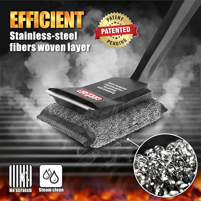 GRILLART SteamWizards Grill Brush Replacement Pad, 2 PCS, Bristle Free