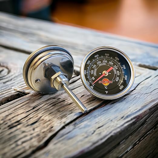 Black Face BBQ Grill Thermometer 50F-900F High Temp Range Heavy Duty Premium Quality Smoker Thermo 2 Inch or 3" 1/2 NPT Thread