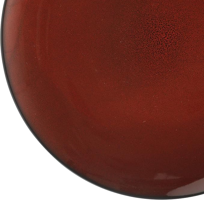 Gibson Elite Soho Lounge Round Reactive Glaze Stoneware Dinnerware Set, Service for Four (16pcs), Red