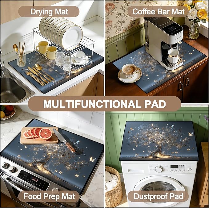 Stove Top Covers for Electric Stove: Heat Resistant Protector Glass Stove Top Expands Counter Space, Stylish Kitchen Decor (Tree of Life)
