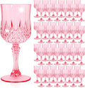 48 Pack Pink Plastic Wine Glasses, Vintage Plastic Goblets for Parties, Drinking Glasses Unbreakable Glassware Crystal Water Goblets Reusable Drinkware for Wedding Reception Grand Event Party