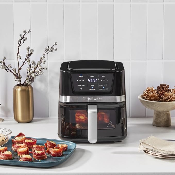 Cuisinart Air Fryer, 2.6-Quart Compact Basket Fryer with 3 Cooking Functions to Air Fry, Roast, and Bake, 3 Airfryer Presets, Dishwasher-Safe Parts, AIR-80, Stainless Steel & Black