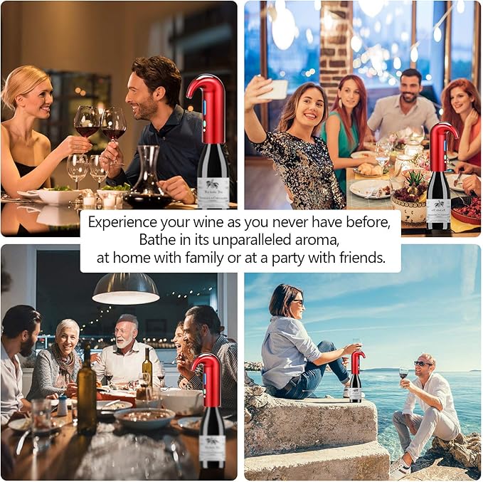 Electric Wine Aerator Gifts Touch Portable Red - White Wine Accessories Aeration For Wine and Spirit Beginner and Enthusiast -Spout Pourer - Wine